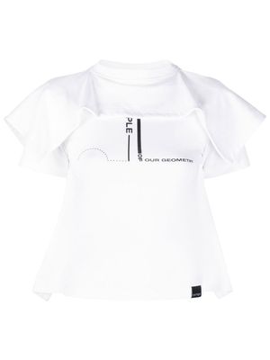 Courrèges t-shirt volanté à détail de slogan - Blanc