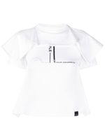 Courrèges t-shirt volanté à détail de slogan - Blanc