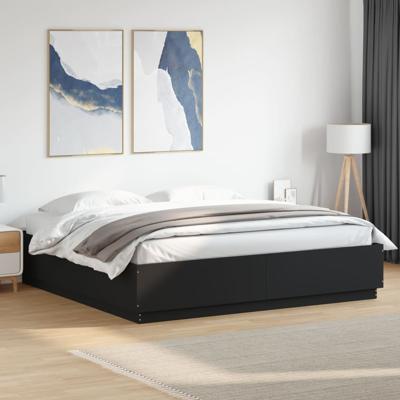 Bedframe met LED-verlichting bewerkt hout zwart 180x200 cm