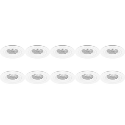 Spot Armatuur 10 Pack - Pragmi Rodos Pro - GU10 Inbouwspot - Rond - Wit - Aluminium - Ø93mm