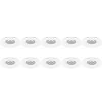 Spot Armatuur 10 Pack - Pragmi Rodos Pro - GU10 Inbouwspot - Rond - Wit - Aluminium - Ø93mm