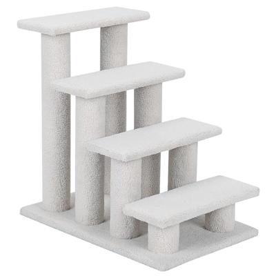 4 Treden Dierentrap voor Katten en Honden 60 cm Binnen Multi-Trap Hondentrap voor Hoge Bedden Bank en Zitbank Grijsachtig Wit