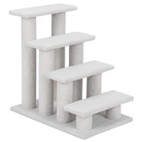 4 Treden Dierentrap voor Katten en Honden 60 cm Binnen Multi-Trap Hondentrap voor Hoge Bedden Bank en Zitbank Grijsachtig Wit