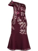 Marchesa Notte robe-bustier mi-longue à fleurs brodées - Rouge - thumbnail