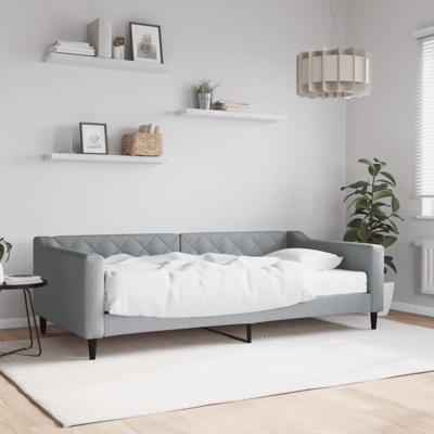 Slaapbank met matras 100x200 cm stof lichtgrijs