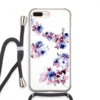 Waterverf bloemen: iPhone 7 PLUS Transparant Hoesje met koord