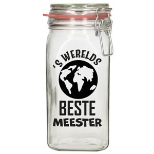 Cadeau voorraadpot - meester - glas - 12 x 7 cm - 1,5L - verjaardag cadeau - snoeppot - meesterdag