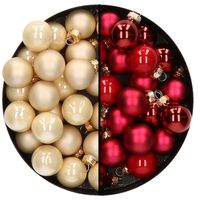 Mini kerstballen - 48x st - rood en champagne - 2,5 cm - glas