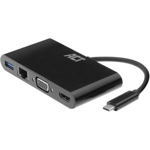 ACT Connectivity USB-C naar HDMI of VGA multiport adapter 4K met ethernet en USB hub dockingstation USB-C | HDMI | VGA | 4K | USB-A | LAN