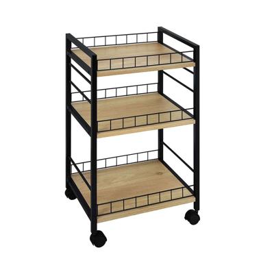 Groentetrolley Versa Zwart Metaal Plastic Melamine 30 x 76 x 40 cm