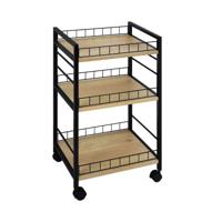 Groentetrolley Versa Zwart Metaal Plastic Melamine 30 x 76 x 40 cm