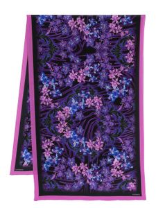 Versace foulard en soie à fleurs - Noir