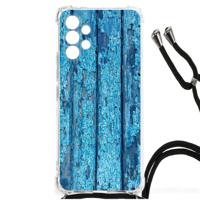 Samsung Galaxy A13 4G Stevig Telefoonhoesje Wood Blue