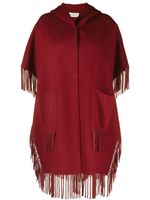 P.A.R.O.S.H. poncho en laine à franges - Rouge