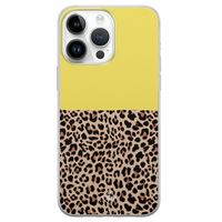 iPhone 14 Pro Max siliconen hoesje - Luipaard geel - thumbnail