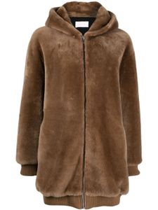 Yves Salomon manteau oversize à fermeture zippée - Marron
