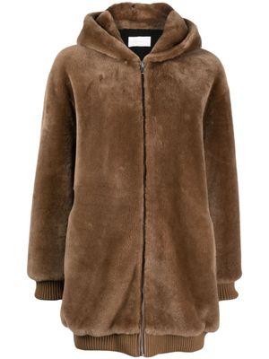 Yves Salomon manteau oversize à fermeture zippée - Marron