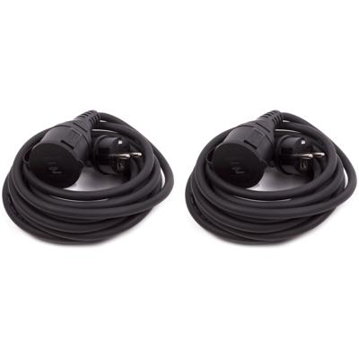 Verlengsnoer rubber - 2x - 5 meter - spatwaterdicht IP44 - 3500W - 3-polig