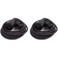 Verlengsnoer rubber - 2x - 5 meter - spatwaterdicht IP44 - 3500W - 3-polig