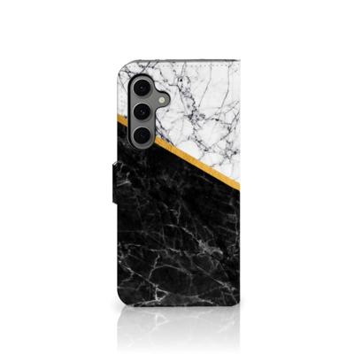 Samsung Galaxy S24 FE | Bookcase | Marmer Wit Zwart - Origineel Cadeau Man