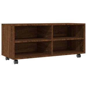 The Living Store Tv-meubel Met Wieltjes - Bruineiken - 90 x 35 x 35 cm - Duurzaam materiaal