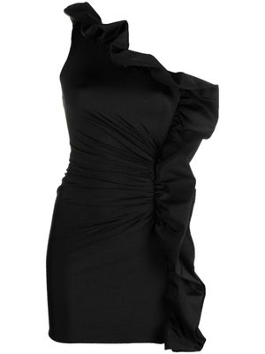 Amen robe volantée à une épaule - Noir