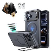 iPhone 17 Pro Max Bundle Cyber Tough Magnetic Case (Stash Stand) and Armorite Pro Privacy Screen Protector - Space Gray