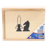 Overige Merken Houten schaakstukken in kistje 19x15.5 cm
