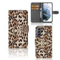 Samsung Galaxy S21 FE | Telefoonhoesje | Met pasjeshouder | Leopard