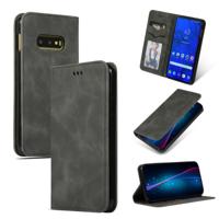 Retro huid voelen Business magnetische horizontale Flip lederen case voor Samsung Galaxy S10 E (donkergrijs)