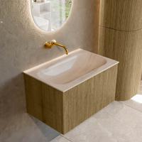 Badmeubel Mondiaz Kurve-Dlux | 70 cm | Meubelkleur Dusk | Wastafelkleur Meli | Solid surface | Wasbak midden spoelbak | Zonder kraangat(en) Badmeubel Mondiaz Kurve-Dlux | 70 cm | Meubelkleur Dusk | Wastafelkleur Meli | Solid surface | Wasbak midden spoelbak | Zonder kraangat(en)
