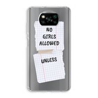 No Girls Allowed Unless: Xiaomi Poco X3 Pro Transparant Hoesje