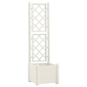 The Living Store Tuinbak met Trellis - 43 x 43 x 142 cm - PP - 30 L - Wit