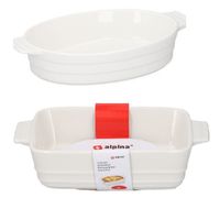 2x Witte ovenschalen keramiek 1,5 en 1 liter