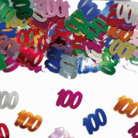 Confetti 100 jaar thema versiering zakjes van 15 gram - thumbnail