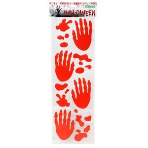 Horror/halloween raamsticker - Bloederige handen en spetters - 46 x 13 cm - Feestartikelen/versierin