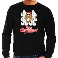 Foute Kersttrui / outfit met hamsterende kat Merry Christmas zwart voor heren Foute Kersttrui / outfit met hamsterende kat Merry Christmas zwart voor heren