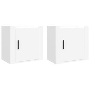 The Living Store Wandnachtkastjes - Set van 2 - 50x30x47 cm - Wit