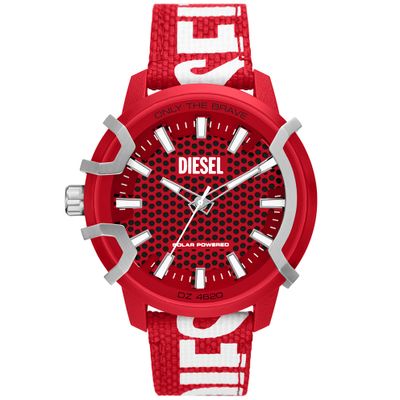 Diesel DZ4620 Horloge Griffed pro-planet textiel zilverkleurig-rood-wit 48 mm