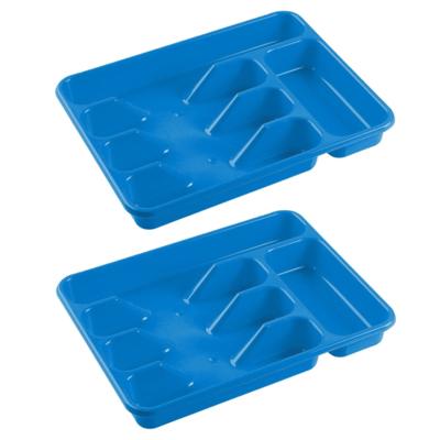 Besteklade indeler - kunststof - 5 compartimenten - blauw - 34 x 26 x 5 cm - keuken organizer