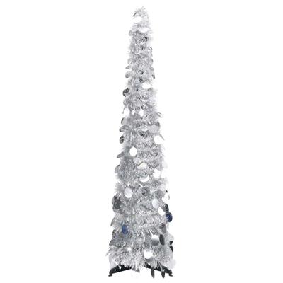 VidaXL Kunstkerstboom pop-up 120 cm pet zilverkleurig