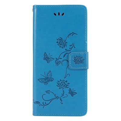 Shop4 - Samsung Galaxy A12 Hoesje - Wallet Case Vlinder Patroon Blauw
