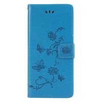 Shop4 - Samsung Galaxy A12 Hoesje - Wallet Case Vlinder Patroon Blauw - thumbnail