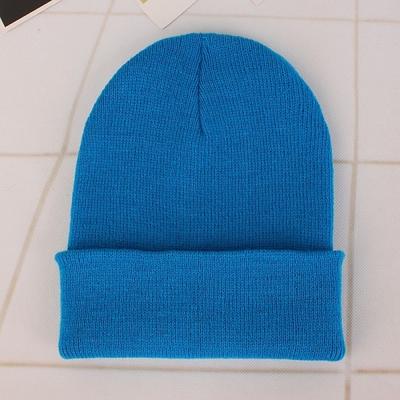 Eenvoudige effen kleur warme Pullover gebreide Cap voor mannen/vrouwen (blauw)