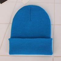 Eenvoudige effen kleur warme Pullover gebreide Cap voor mannen/vrouwen (blauw)