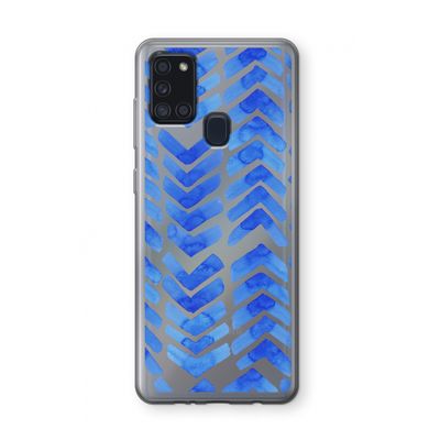Blauwe pijlen: Samsung Galaxy A21s Transparant Hoesje