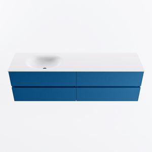 MONDIAZ VICA 170cm badmeubel onderkast Jeans 4 lades. Wastafel MOON links 1 kraangat, kleur Talc.
