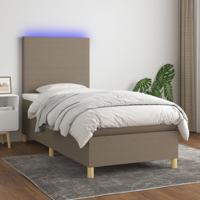 Boxspring met matras en LED stof taupe 90x190 cm
