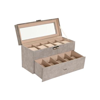 Juwelenkistje Home ESPRIT Grijs Polyurethaan Kristal Hout MDF 27,5 x 11 x 15 cm