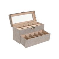 Juwelenkistje Home ESPRIT Grijs Polyurethaan Kristal Hout MDF 27,5 x 11 x 15 cm